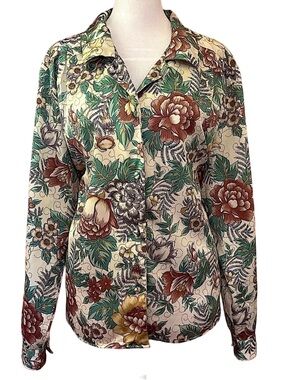 VTG 80s Diane Von Furstenberg bold maximalist botanical floral romantic top 10